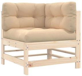 Set divani da giardino 3 pz con cuscini in legno massello