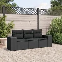 Set Divani da Giardino 3 pz con Cuscini in Polyrattan Nero 3254592