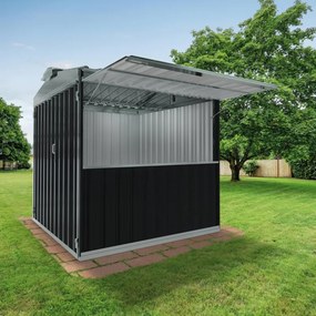 Chiosco in acciaio grigio 2.7 x 2.7 m, superficie esterna 7.42 m² e spessore parete 60 mm, senza pavimento porta a due ante, SAPIL Cuba antracite