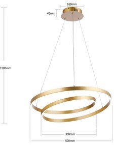 Brilagi-LED Lampadario dimmerabile a sospensione con cavo TWISTER LED/48W/230V Ø 50 cm oro + telecomando