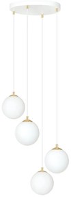 Lampadario a Sospensione in Acciaio e Vetro ROYAL 4 Bianco o Nero 4xE14