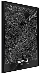 Poster  City Map: Brussels (Dark)  Cornice Quadri Cornice nera, Larghezza x Altezza Home decor 20x30