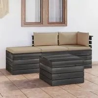 Set Divani da Giardino su Pallet 4 pz con Cuscini Massello Pino 3061782