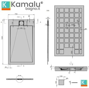 Kamalu - piatto doccia in resina 70x120 effetto pietra | kr1000