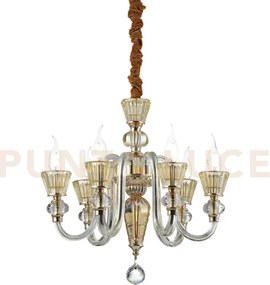 Strauss lampadario a sospensione 6 luci attacco e14 in vetro soffia...