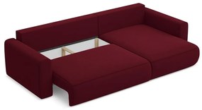 Divano angolare burgundy allungabile/con contenitore (con penisola a destra/con chaise lounge) con rivestimento in velluto Kapua – Makamii