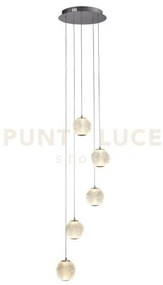 Allure 5lt multi-drop pendant - metallo cromato e acrilico trasparente