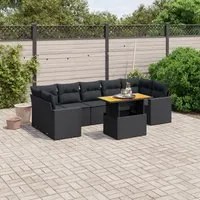 Set Divani da Giardino con Cuscini 8 pz Nero in Polyrattancod mxl 90395