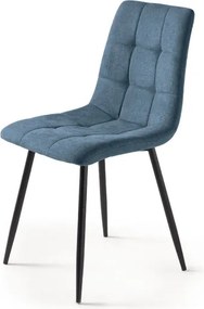 Sedia da pranzo in tessuto Blu gambe metallo nere - KATERINE 2 sedie