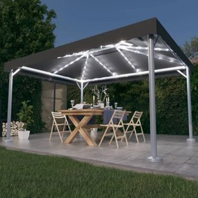 Gazebo Con Pareti E Luci Led 400x300 Cm Antracite İn Alluminio /