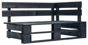 Panca da giardino angolare con pallet in legno nera