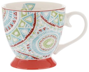 Tazza tè decoro mandala azzurra in New Bone China, 450 ml