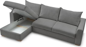 Divano angolare grigio allungabile (con composizione variabile) con rivestimento in velluto a coste Augustin – Bobochic Paris