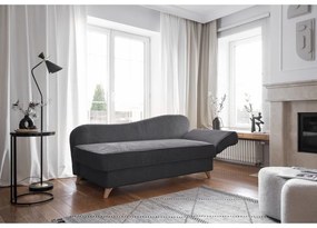 Chaise longue grigia (con penisola a destra) con rivestimento in velluto a coste Chic Charlotte – Miuform