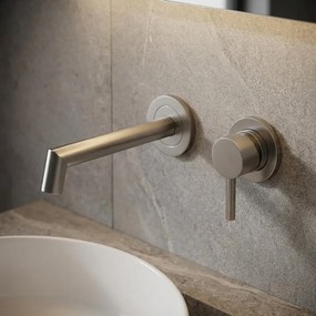 Rubinetto per lavabo ad incasso getto aerato Stilo nichel spazzolato satinato