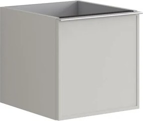 Cassettiera Pixel con 2 cassetti (1 interno) frontale Frame  laccato opaco Beige Greige e maniglia alluminio brillante L.40 H.40 P.45,5 cm.