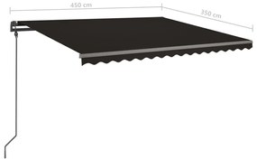 Tenda da Sole Retrattile Manuale con LED 4,5x3,5 m Antracite