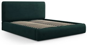 Letto matrimoniale imbottito verde scuro con contenitore e doghe 160x200 cm Colonel - Cosmopolitan Design