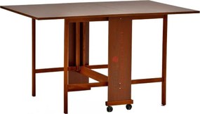 Tavolo richiudibile legno formica con ruote 140x90 cm GIORGIA Noce