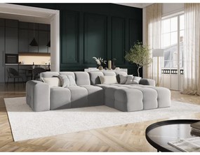 Divano angolare in velluto grigio chiaro (angolo destro) Kendal - Micadoni Home