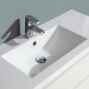 Mobile bagno sospeso bianco venato 80 cm lavabo e specchiera LED Easy