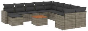 Set Divani da Giardino 12 pz con Cuscini Grigio in Polyrattan