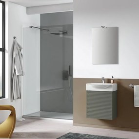 Mobile sottolavabo, lavabo e specchio con illuminazione Mini50s laccato opaco grigio carbone L 50 x H 58 x P 40 cm, 1 anta