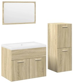 Set mobili da bagno 4 pz rovere sonoma in legno multistrato