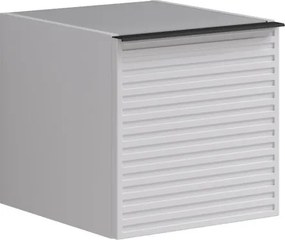 Base laterale Pixel con anta Stripes laccato opaco bianco e maniglia alluminio nero opaco L.40 H.40 P.45,5 cm.