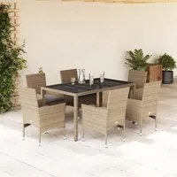 Set da Pranzo da Giardino 7 pz con Cuscini Polyrattan e Vetro 3278564