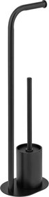 Porta carta igienica nero in acciaio con supporto con spazzola Levante – Wenko