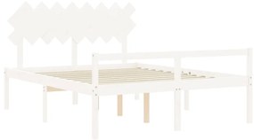 Letto per Anziani con Testiera Bianco 160x200 cm Legno Massello