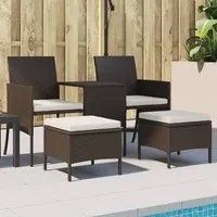 Divano Giardino 2Posti con Tavolo e Sgabelli Marrone Polyrattan 317625