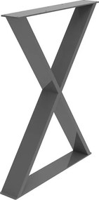 Gamba per mobili a X STEELMI Cross in acciaio grigio opaco L 58 x P 8 x H 71 cm