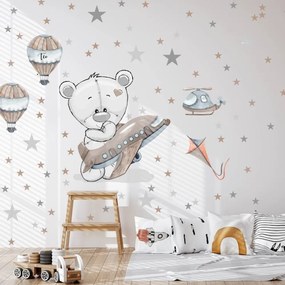 Orsetto con aeroplano - adesivo cameretta per bambini | Inspio