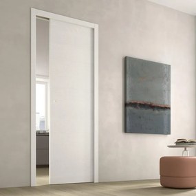 Porta interna scorrevole Fleck in MDF colore bianco venato, L 80 x H 210 cm, apertura reversibile