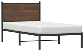 Giroletto con testiera in metallo rovere marrone 80x200 cm