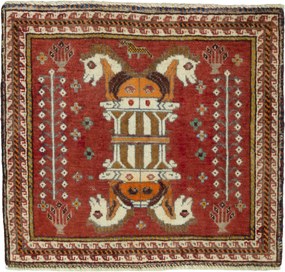 Shiraz Tappeto 60 x 60 Rosso (Iran) Annodato A Mano