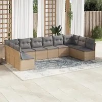 Set Divano da Giardino 10 pz con Cuscini Beige in Polyrattancod mxl 89512