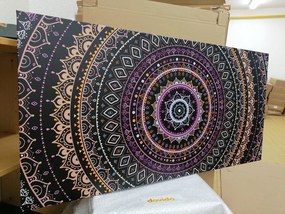 Quadro su tela – Mandala con motivo solare in sfumature viola