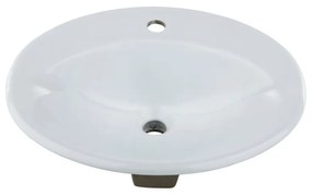 Lavabo da appoggio ovale piletta non inclusa in porcellana L 56 x H 19.5 x P 48 cm bianco lucido piletta non inclusa