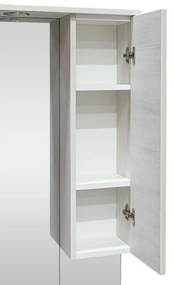 Mobile da Terra 105 cm in rovere bianco completo di specchio con pensile e LED