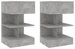 Comodini 2 Pz Grigio Cemento 40x35x65 Cm /