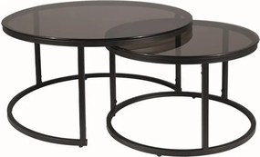 Set di Tavolini da caffè Ferrante E in grigio + trasparente