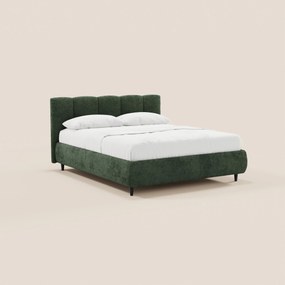 ARKAM letto imbottito con vano contenitore e testiera a lavorazione verticale - design shabby chic in tessuto certificato Oeko-Tex®