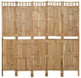 Paravento a 5 pannelli in bambù 200x180 cm