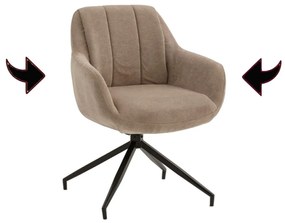 Set di poltroncine girevoli STONESTOWN in tessuto beige e gambe in metallo nero, con braccioli