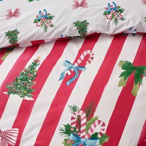 Set copripiumino e federa rosso e bianco per letto matrimoniale 200x200 cm Christmas Stripe – Catherine Lansfield