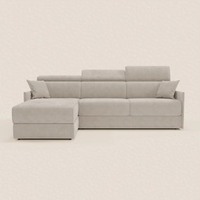 Miryam divano letto angolare compatto - poggiatesta reclinabili e penisola contenitore in tessuto smacchiabile T31