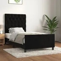 Giroletto con Testiera Nero 80x200 cm in Vellutocod mxl 121887